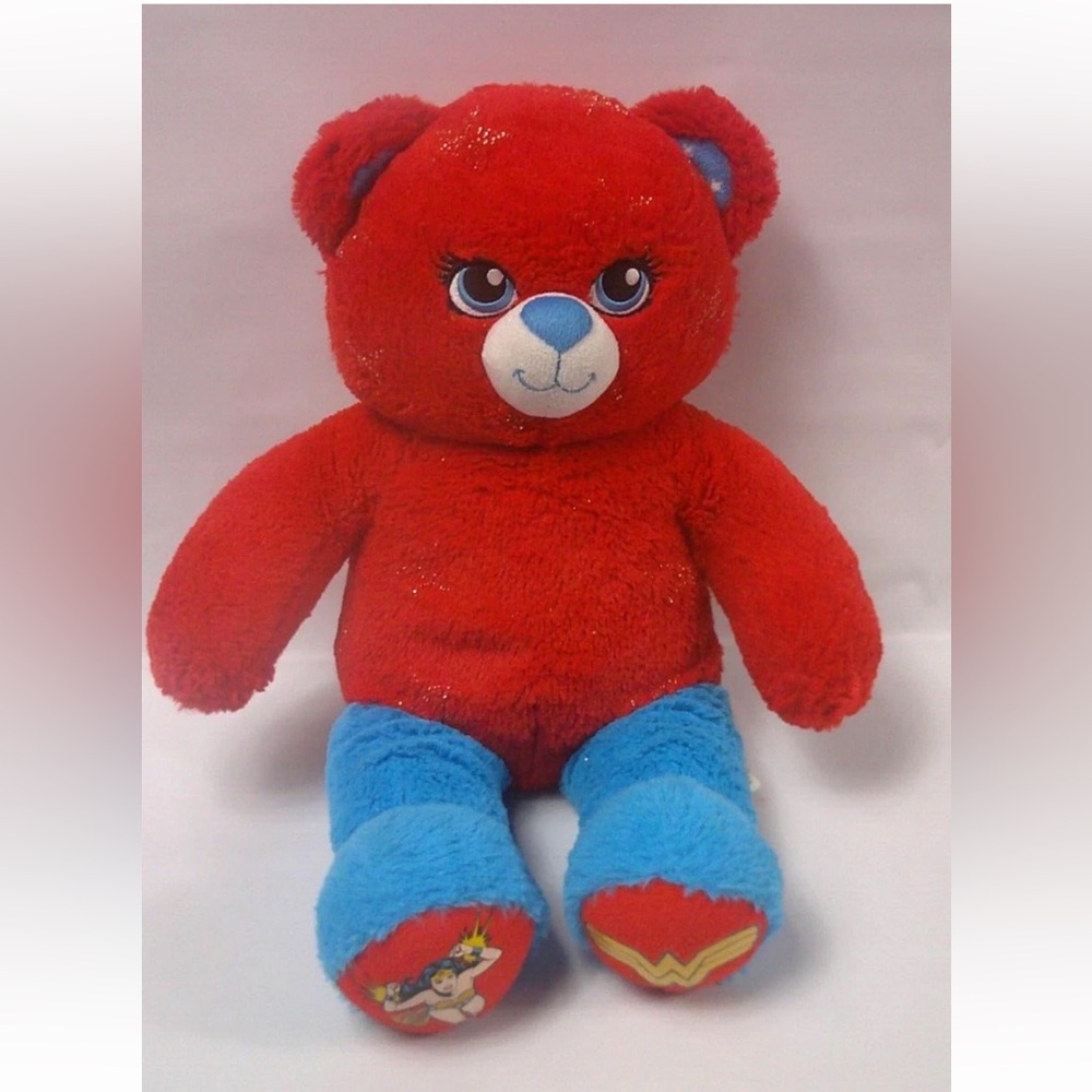 Build A Bear Wonder Woman Bear Plush 16 Inch Stuffed Toy DC Comics Red